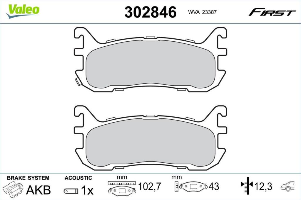 Jogo de 4 pastilhas de travão VALEO ref. 302846